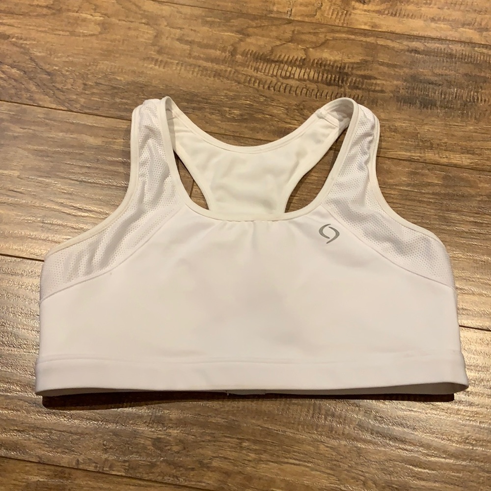 Moving comfort white sports bra